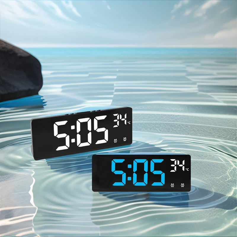 Relógio de Mesa Despertador Digital Portátil de Mesa Temperatura Grande Display