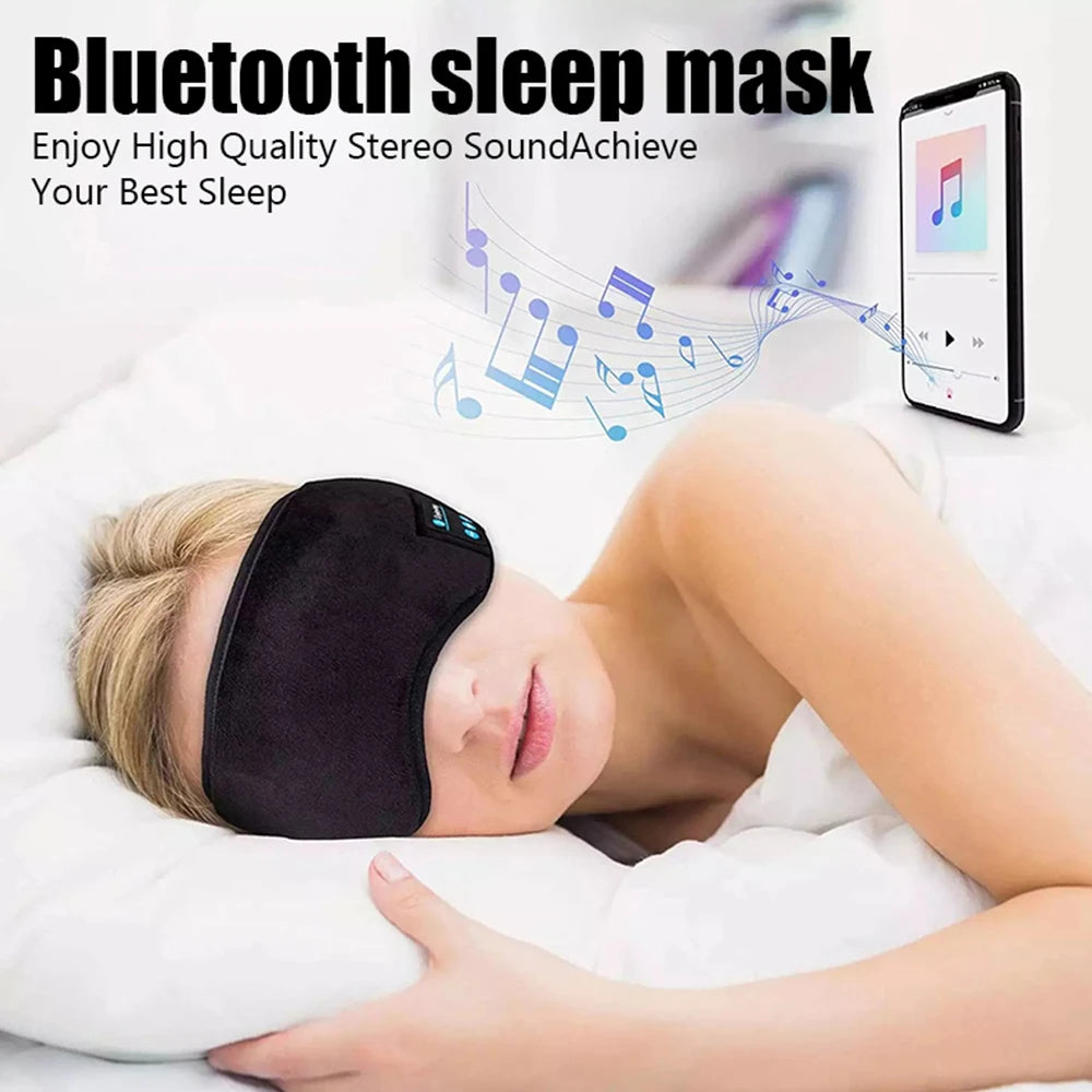 Fones Bluetooth com Faixa de Cabeça – Headset Sem Fio para Esportes, Sono e Música (Máscara de Olhos Integrada)