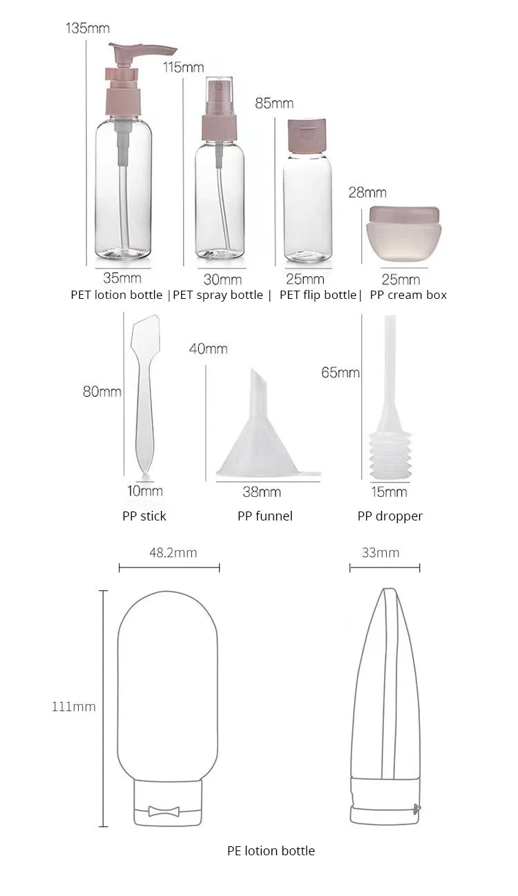 Bolsa Kit de Frascos para Viagem 11 Peças