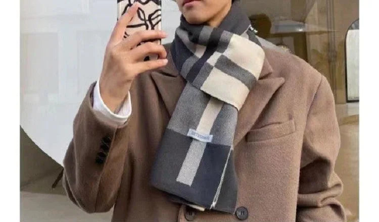 Cachecol Masculino de Inverno – Estilo Patchwork