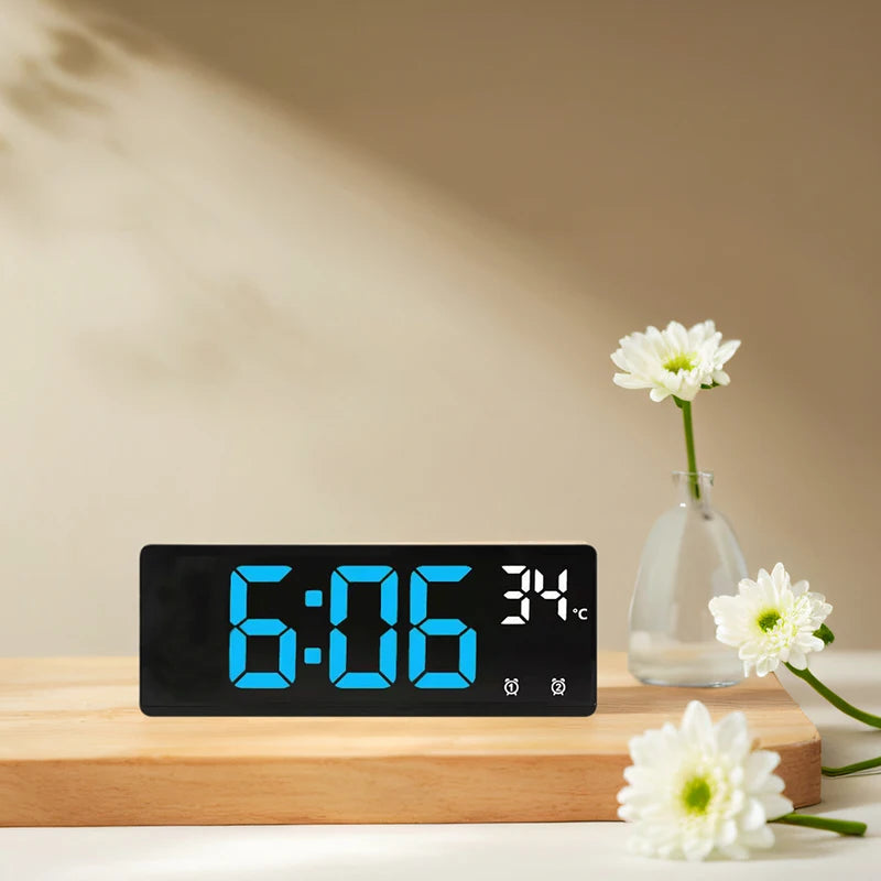Relógio de Mesa Despertador Digital Portátil de Mesa Temperatura Grande Display