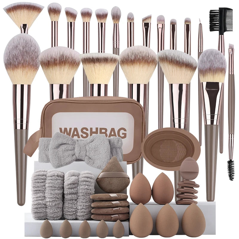 Conjunto Profissional de Pincéis Esponjas de Maquiagem