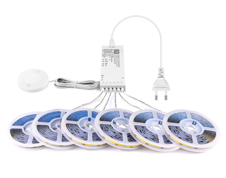 Fita LED para Armário com Sensor de Toque – Regulável, Ideal para Móveis de Madeira e Exposição