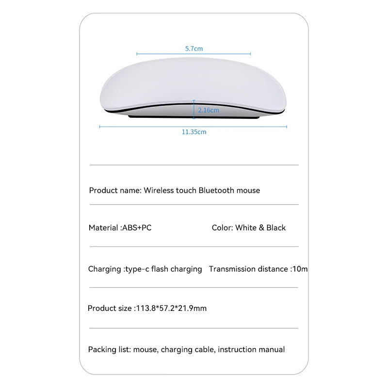 Mouse Sem Fio Multi-Touch Bluetooth 5.0
