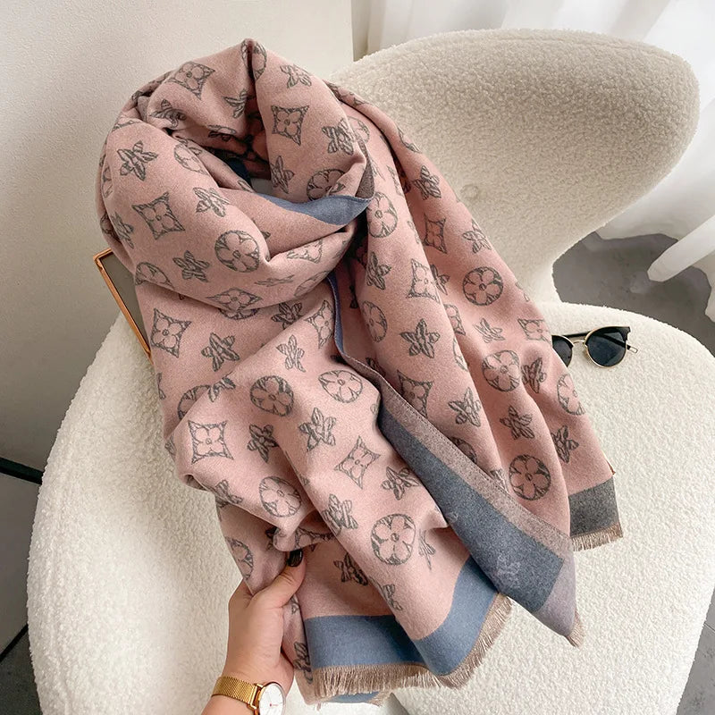 Women's Warm Scarf – Double Sided, Retro Style