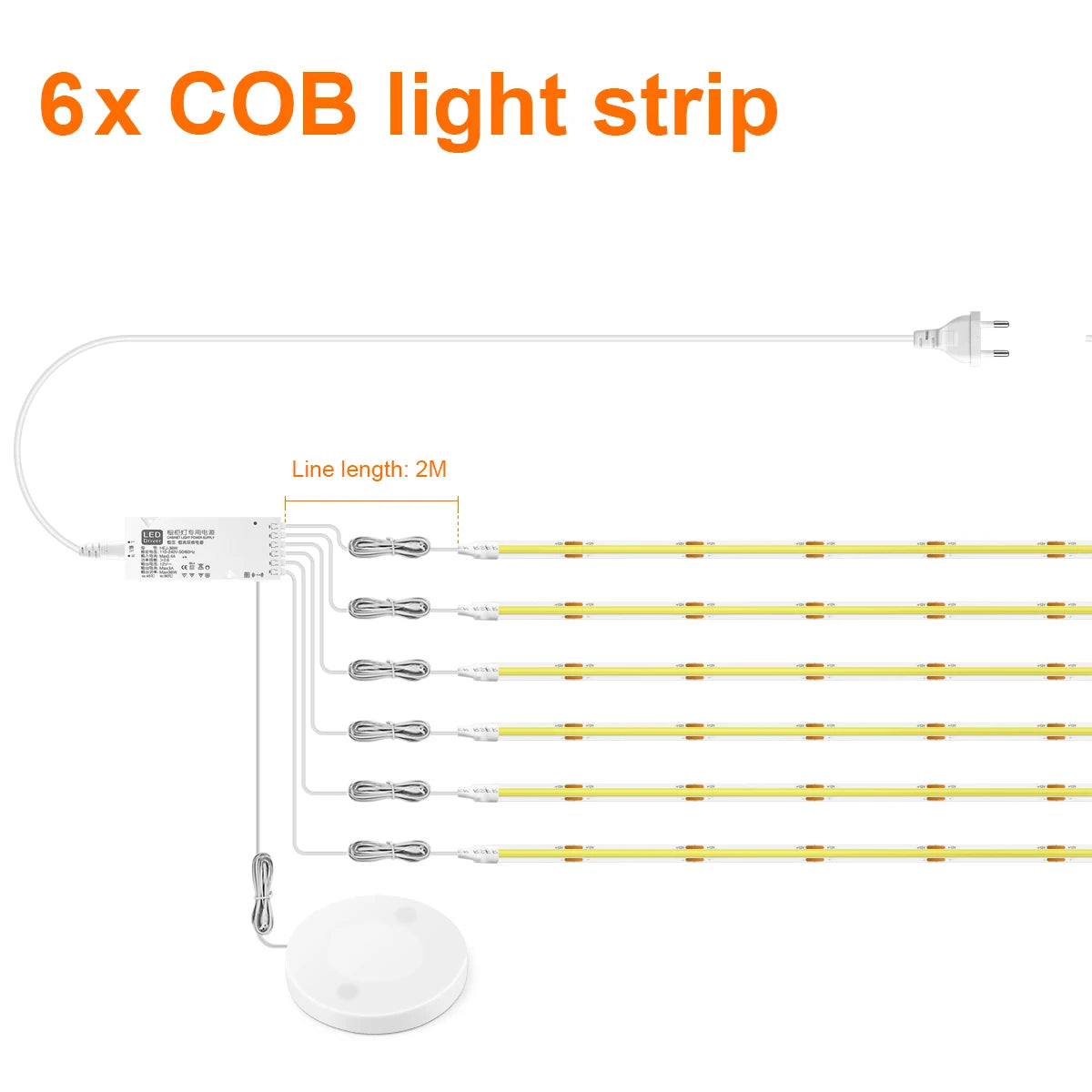 Fita LED para Armário com Sensor de Toque – Regulável, Ideal para Móveis de Madeira e Exposição