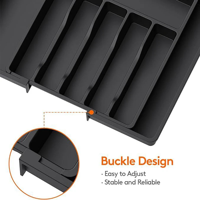 Expandable Cutlery Organizer - Adjustable Tray for Kitchen Drawers