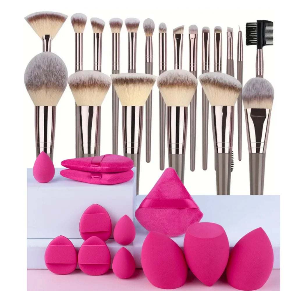 Conjunto Profissional de Pincéis Esponjas de Maquiagem