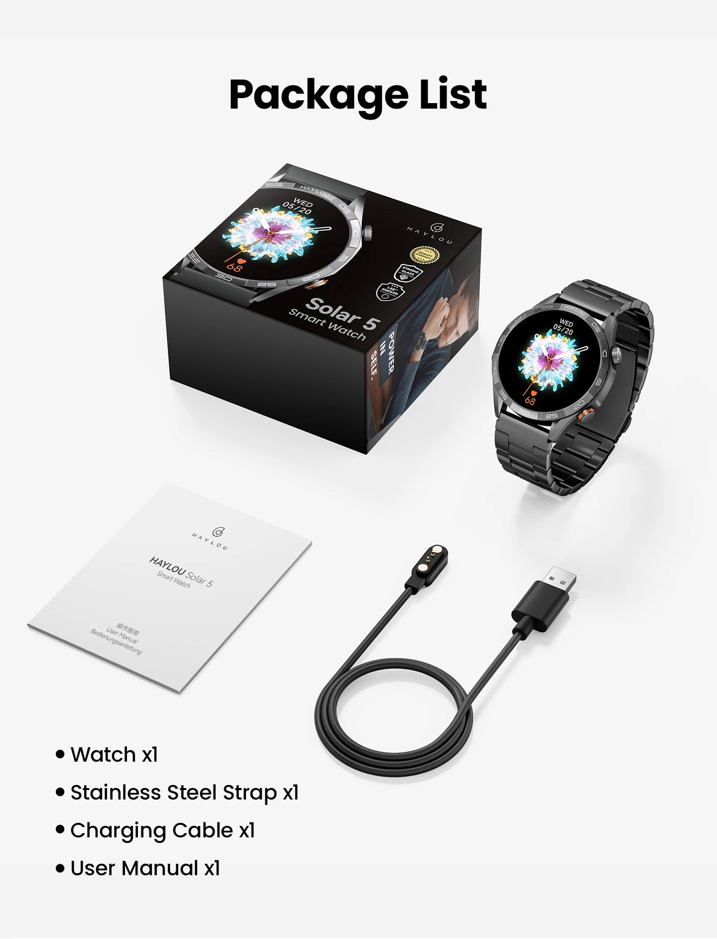Smartwatch Solar 5 com Chamadas Bluetooth