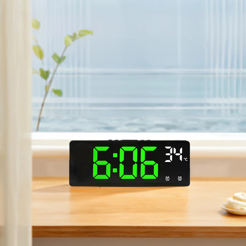 Relógio de Mesa Despertador Digital Portátil de Mesa Temperatura Grande Display