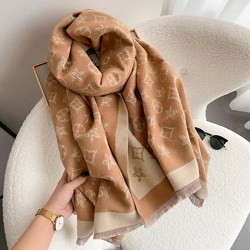 Women's Warm Scarf – Double Sided, Retro Style