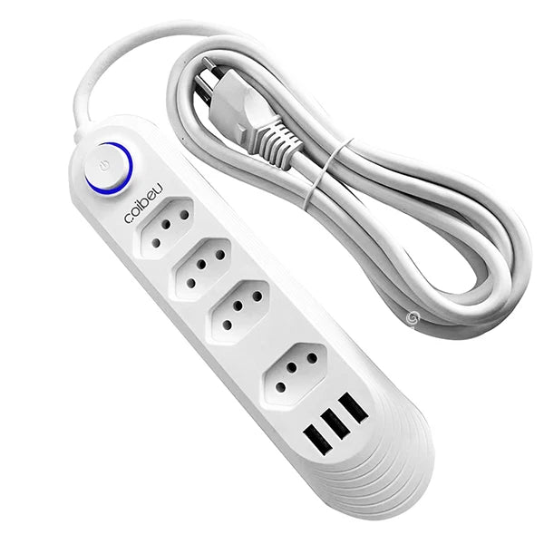 Régua Extensão de Tomadas e Porta USB