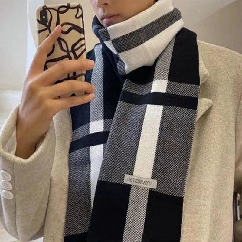 Cachecol Masculino de Inverno – Estilo Patchwork