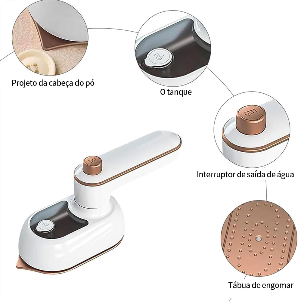 Mini Ferro De Passar Roupas A Vapor Portátil Bivolt