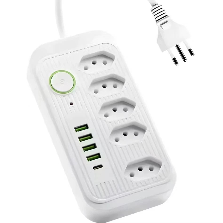 Régua Extensão de Tomadas e Porta USB