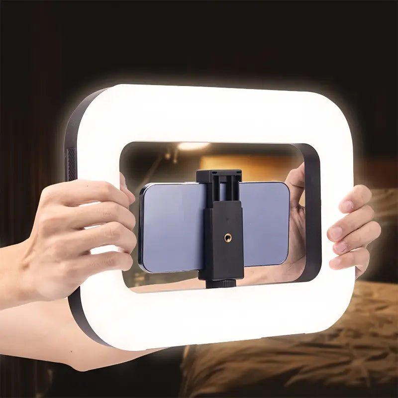 Iluminador Ring Light Retangular Portátil com Suporte