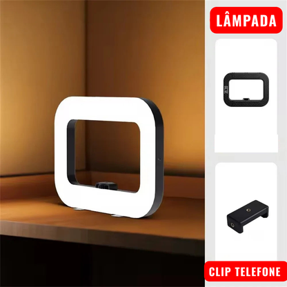 Iluminador Ring Light Retangular Portátil com Suporte