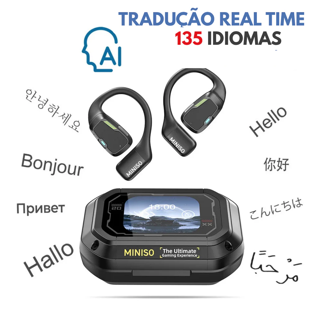 Fone de Ouvido Tradutor à Prova d’Água Longa Duração de Bateria