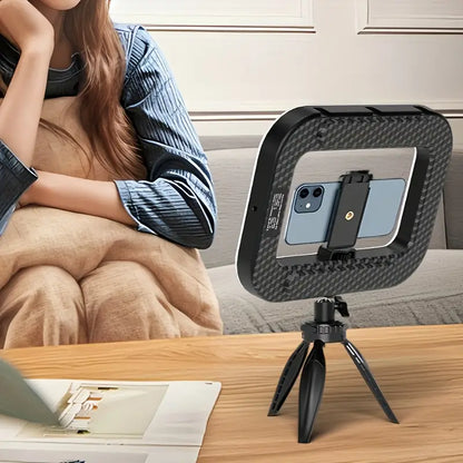 Iluminador Ring Light Retangular Portátil com Suporte