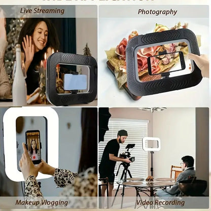 Iluminador Ring Light Retangular Portátil com Suporte