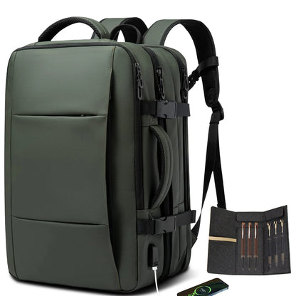 Mochila multifuncional de grande capacidade para laptop, carregamento USB,  Impermeável