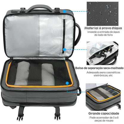 Mochila multifuncional de grande capacidade para laptop, carregamento USB,  Impermeável