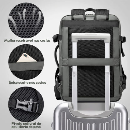 Mochila multifuncional de grande capacidade para laptop, carregamento USB,  Impermeável