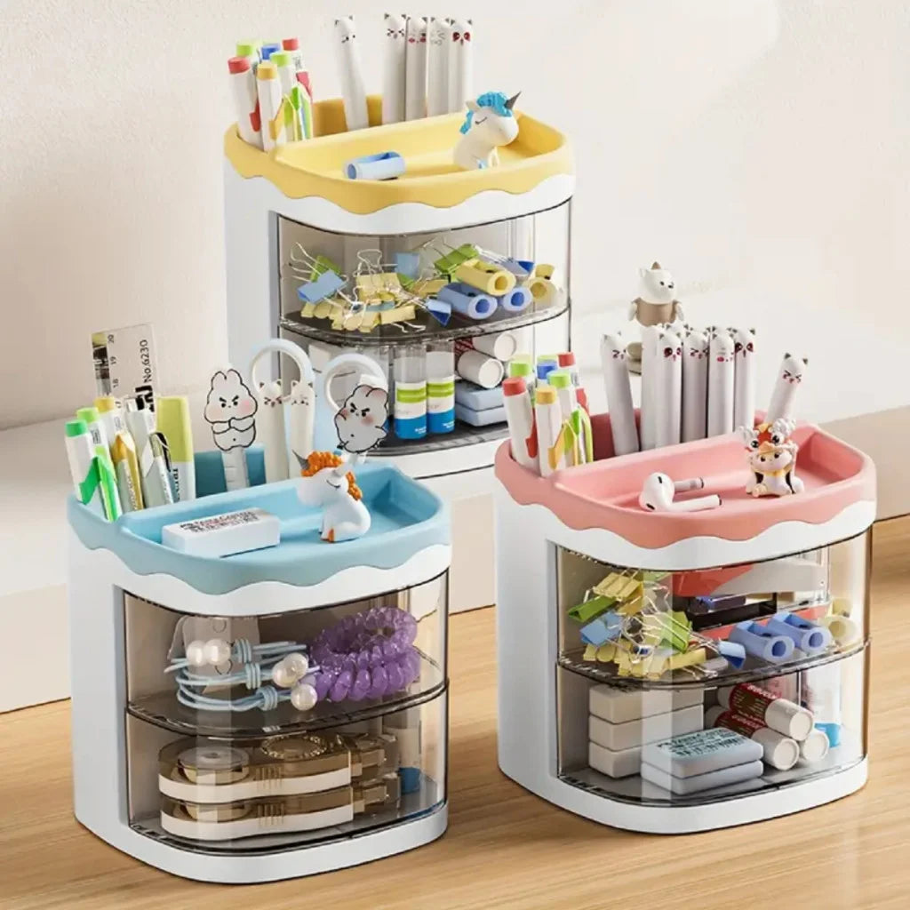 Organizador de Mesa  com Divisores e Gaveta