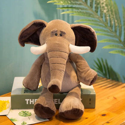 Bicho de Pelúcia  de Animais da Floresta – Leão, Tigre, Elefante, Macaco, Leopardo, Girafa e Guaxinim, 25cm para Crianças