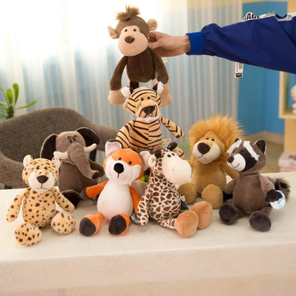 Bicho de Pelúcia  de Animais da Floresta – Leão, Tigre, Elefante, Macaco, Leopardo, Girafa e Guaxinim, 25cm para Crianças