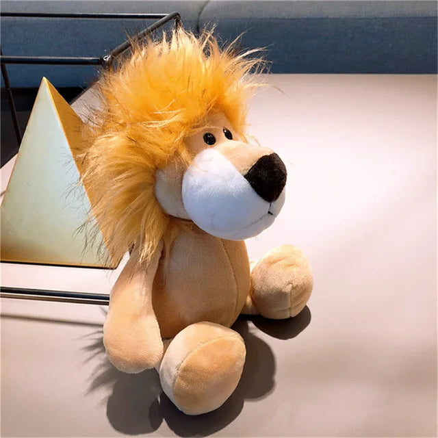 Bicho de Pelúcia  de Animais da Floresta – Leão, Tigre, Elefante, Macaco, Leopardo, Girafa e Guaxinim, 25cm para Crianças