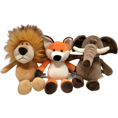 Bicho de Pelúcia  de Animais da Floresta – Leão, Tigre, Elefante, Macaco, Leopardo, Girafa e Guaxinim, 25cm para Crianças