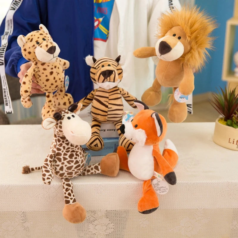 Bicho de Pelúcia  de Animais da Floresta – Leão, Tigre, Elefante, Macaco, Leopardo, Girafa e Guaxinim, 25cm para Crianças