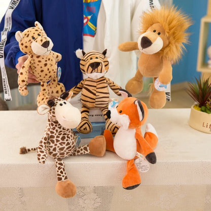 Bicho de Pelúcia  de Animais da Floresta – Leão, Tigre, Elefante, Macaco, Leopardo, Girafa e Guaxinim, 25cm para Crianças