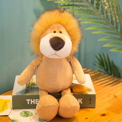 Bicho de Pelúcia  de Animais da Floresta – Leão, Tigre, Elefante, Macaco, Leopardo, Girafa e Guaxinim, 25cm para Crianças