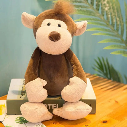 Bicho de Pelúcia  de Animais da Floresta – Leão, Tigre, Elefante, Macaco, Leopardo, Girafa e Guaxinim, 25cm para Crianças