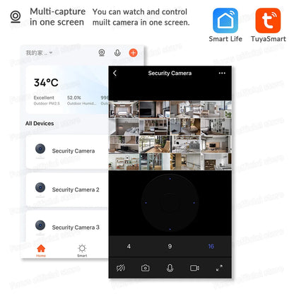 Camera WiFi Inteligente com Suporte Ajustável 4K 8MP  –  Rastreamento AI e Armazenamento de Até 128GB