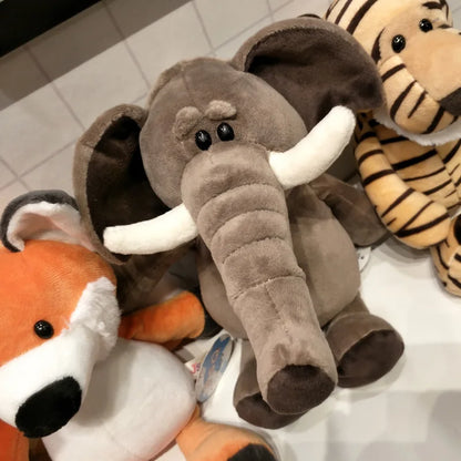 Bicho de Pelúcia  de Animais da Floresta – Leão, Tigre, Elefante, Macaco, Leopardo, Girafa e Guaxinim, 25cm para Crianças