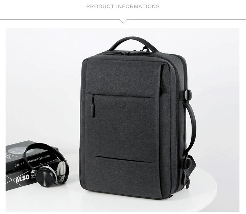 Mochila de Viagem e Trabalho – Impermeável, Expansível, com Porta USB e Compartimento para Notebook 15.6"moch