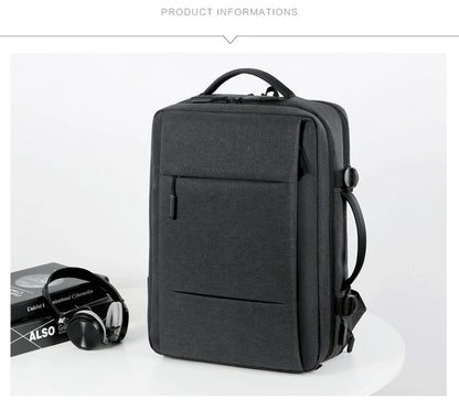 Mochila de Viagem e Trabalho – Impermeável, Expansível, com Porta USB e Compartimento para Notebook 15.6"moch
