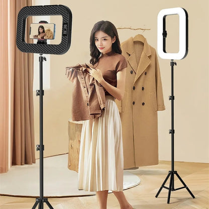 Iluminador Ring Light Retangular Portátil com Suporte