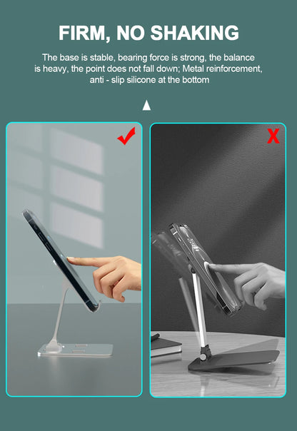 Suporte Universal para Tablet e Celular – Liga de Alumínio, Ajustável e Portátil, Compatível com iPad e Smartphones