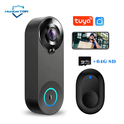 Campainha de Vídeo WiFi Inteligente 1080P Detecção de Movimento