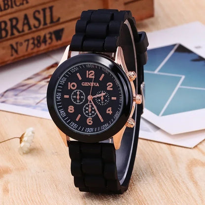 Relógio Quartz com Pulseira de Silicone