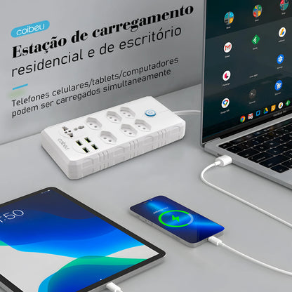 Régua Extensão de Tomadas e Porta USB
