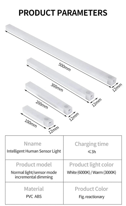 Luz LED com Sensor de Movimento USB Recarregável – Iluminação Sem Fio