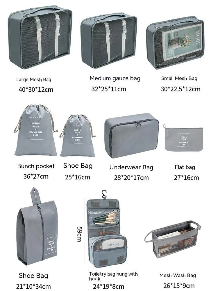Conjunto de Organizadores de Viagem – 7/8/9/10 Peças, Arrumação para Mala, Bolsas