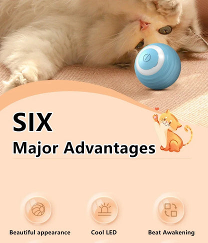 Bola Interativa Inteligente para Gatos – Brinquedo Eletrônico com Rolamento Automático e Efeitos Mágicos