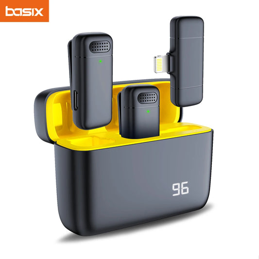Microfone de Lapela Estéreo Sem Fio – Com Estojo de Carregamento e Cancelamento de Ruído