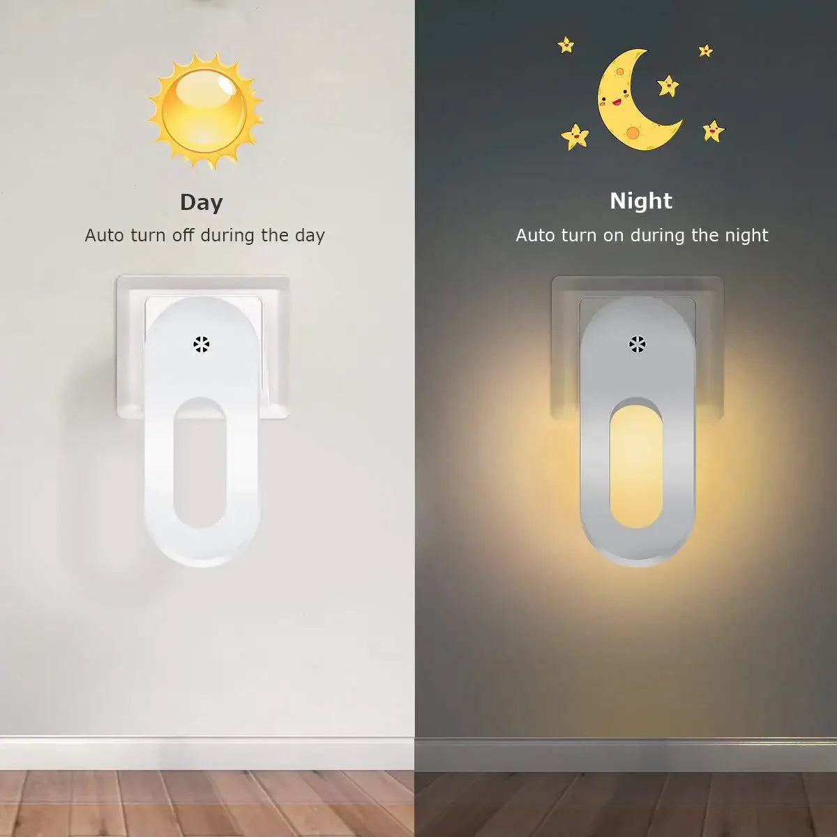 Luz noturna LED com sensor de presença tomada